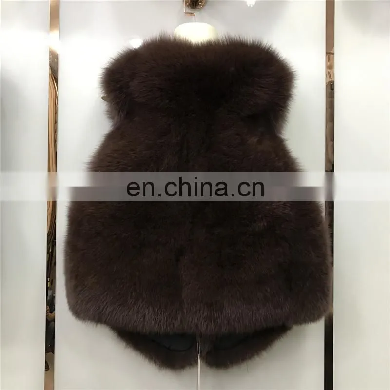 2017 New Jiaxing Winter Warm Fsahion Long Women Fox Fur Vest Real Fox Fur Coat