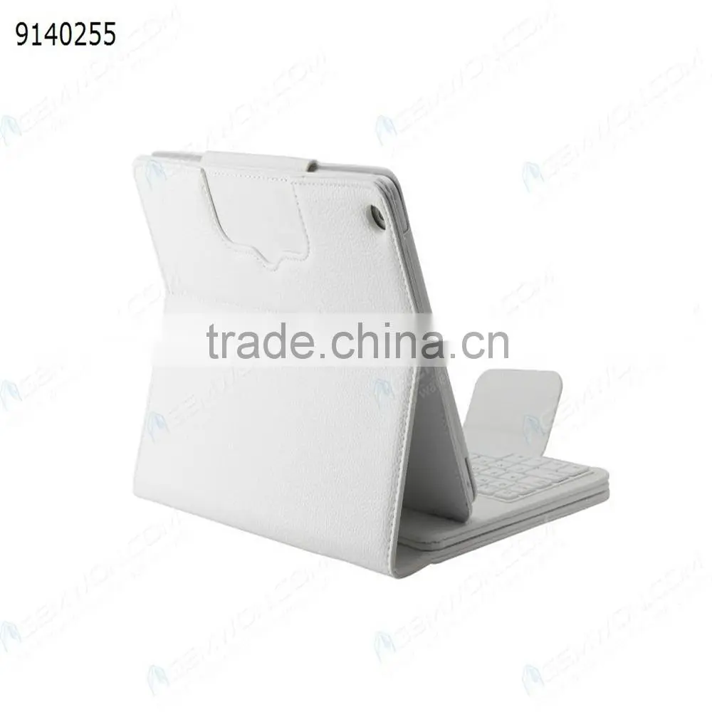 bluetooth keyboard for iPad Air,white Removable plastic keyboard with synthetic leather case