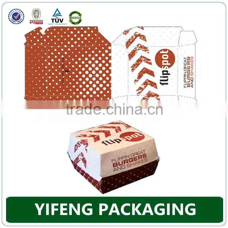 Eco-friendly hamburger paper Boxes printed at food Standard