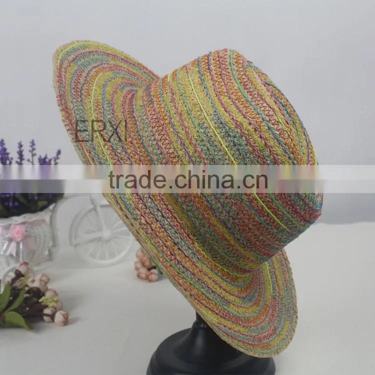 Vintage Design Beautiful Colors Paper Straw Hat For Women Wholesale