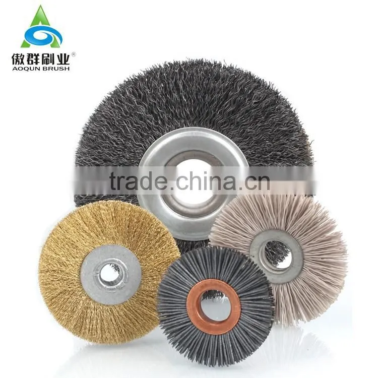 Durable brass shaft nylon abrasive and steel wire brushes/ industrial abrasive brush
