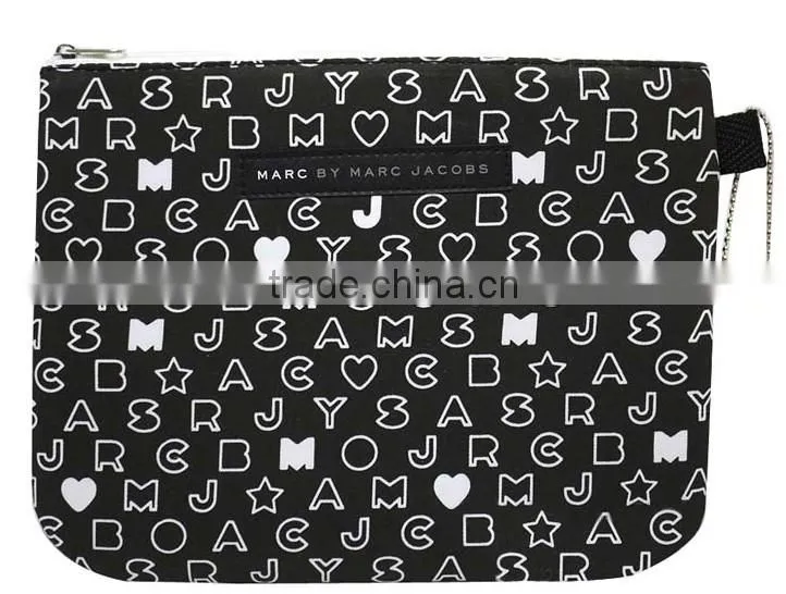 Big soft letter printing Korean style canvas cosmetic bag for lady