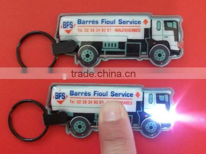 LED keychains, reflective PVC keychain with light, promotion plastic key ring