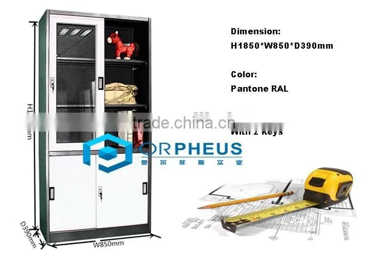Knocked Down 4 Sliding Door File Cabinet 4 Horizontal Shelves Inside Disassembled Filing Cabinet
