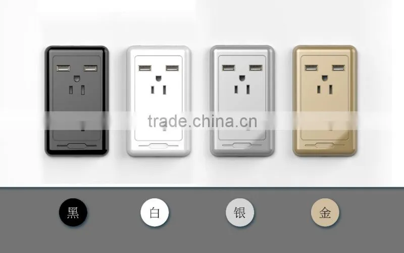 FCC Listed over voltage/current protection IC 3 pin double socket/US power socket/3 pin America female socket