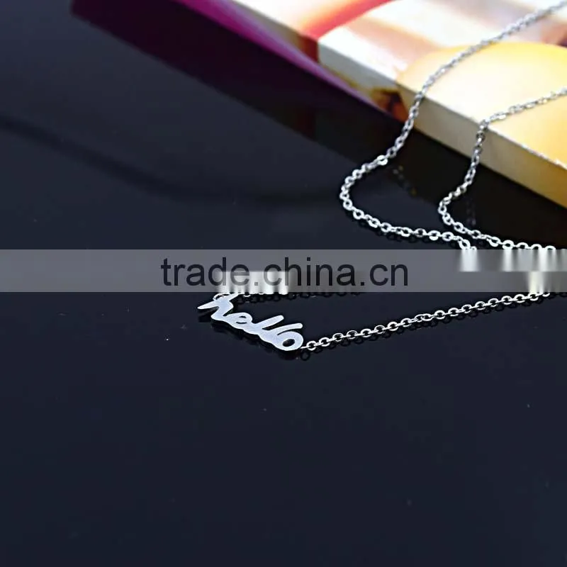 Custom logo silver necklaces set jewelley pendant necklaces jewelry 2016