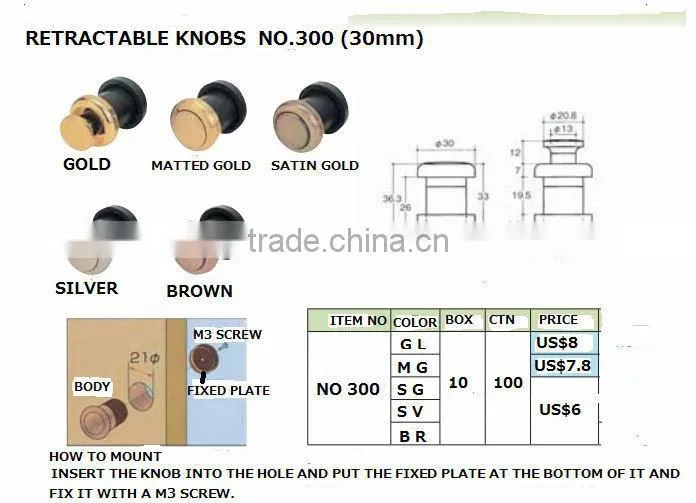 Reliable and Convenient knobs for furniture accessories parts for folding door, cabinet, drawer and etc