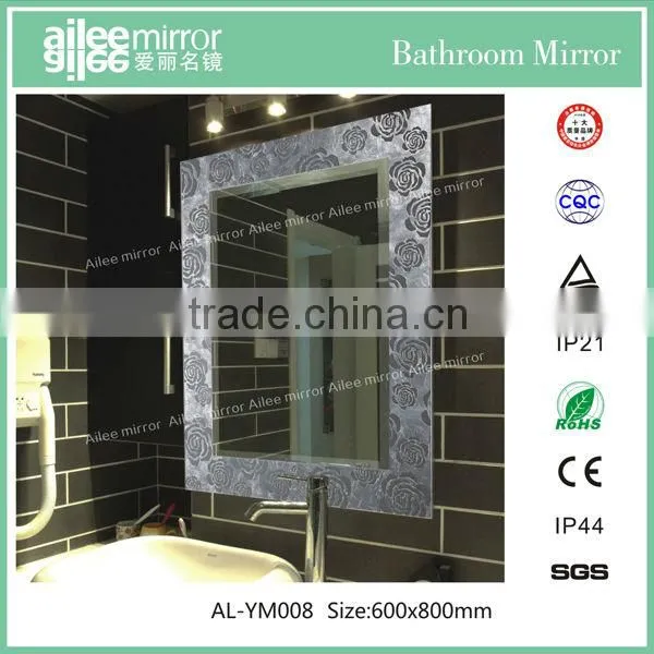 White framed mirror black glass panels mirror