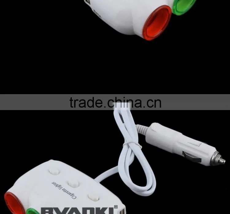 new products 2016 High Quality Triple3 Way Splitter+Dual USB Port Car Cigarette Lighter Socket Splitter Charger with gps tracker