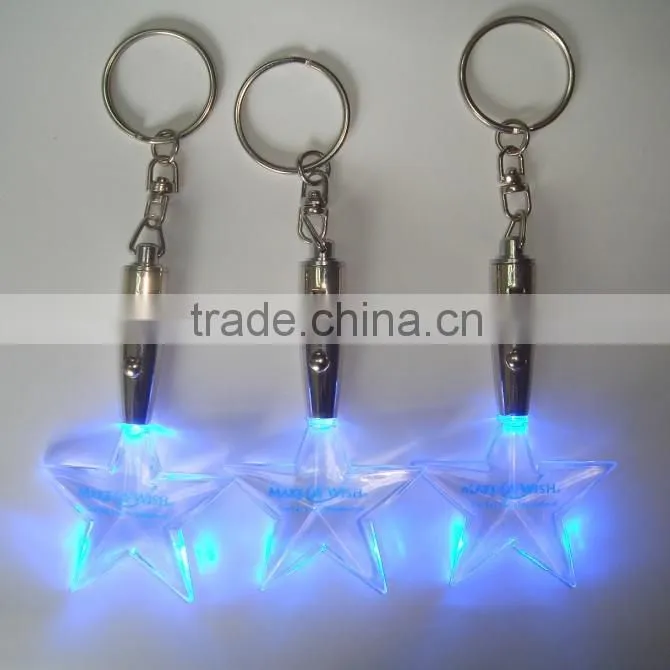 led glowing star shape keychain,promotional gifts led custom logo flasing light keychain ,2016 new product gifts led star