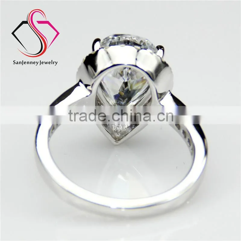 Pear Cut Moissanite Solitaire 2 Carat Water Drop 10*7mm Center 14k White Gold Wedding Engagement Ring