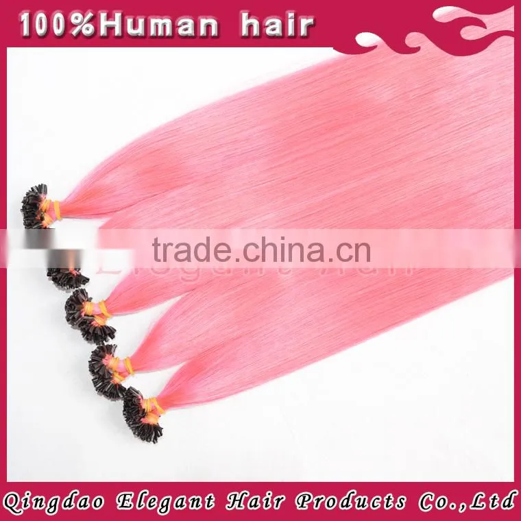 Top Quality No Shedding No Tangle No Dry Super Remy Human Hair Light Pink Hair Extensions