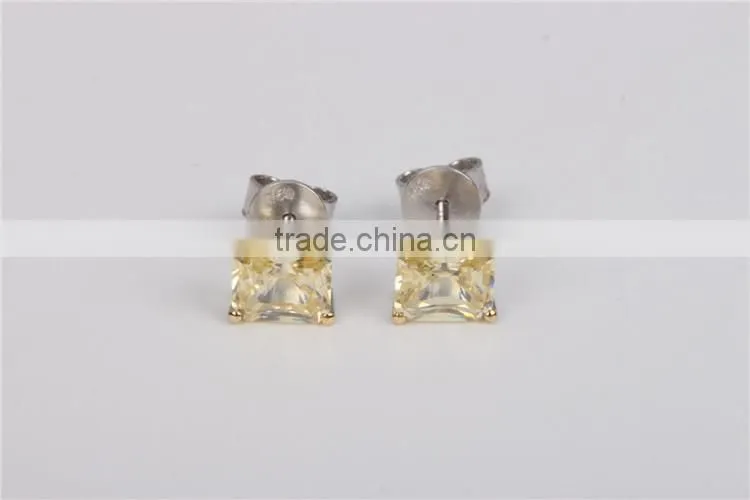 18k white Gold Plated yellow Crystal sterling silver earrings jewelry