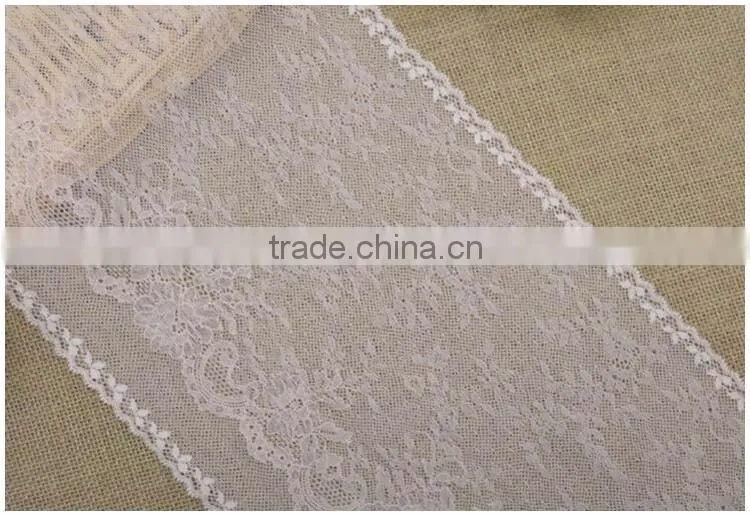 China Factory Fashion New Design Wide 9.64" Eslatic Skin Color Soft Spandex Nylon Warp Knitted lace trim