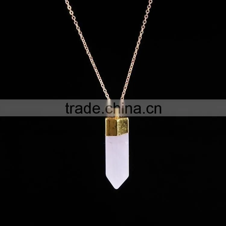 2016 Trendy Hot Style Natural Stone Gold Plated Bullet Necklace SMJ0137