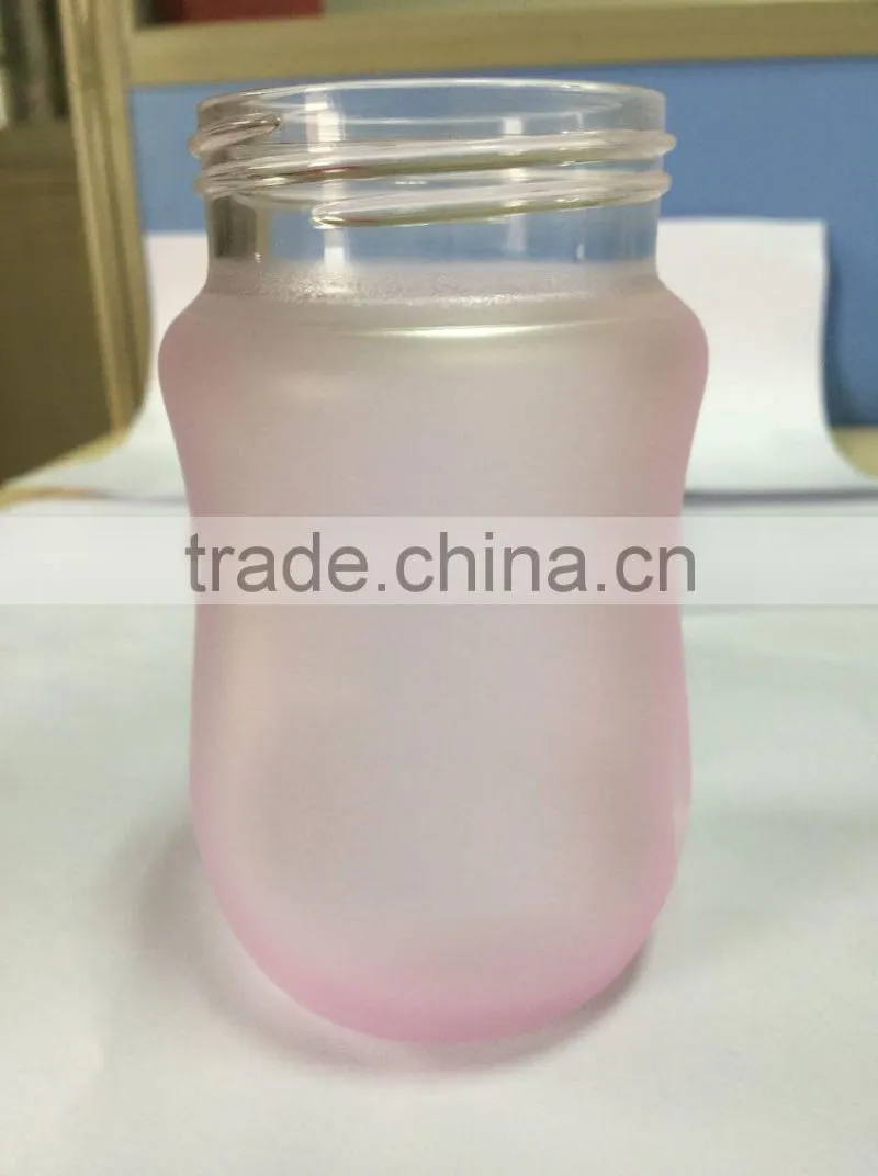 2015 China Factory Wholesale new color change baby bottle silicone coating glass baby bottle