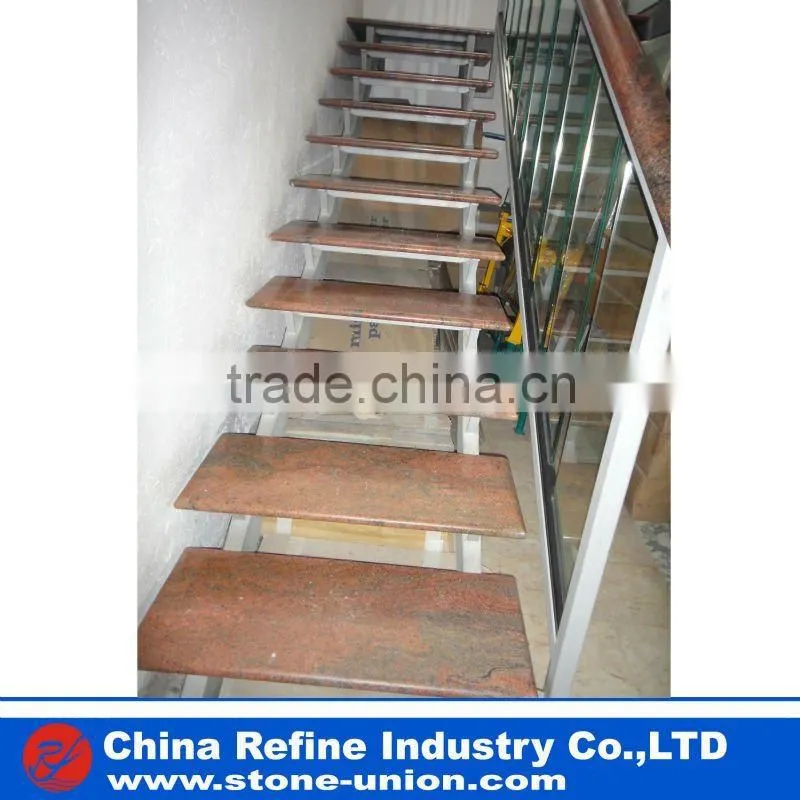 Outdoor brown granite stone stair