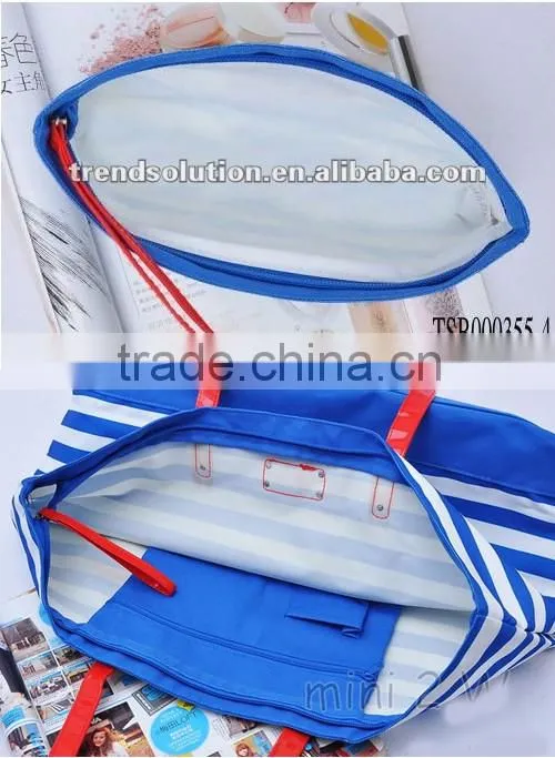 2016 New designer big size high quality canvas navy blue stripes shoulder bags