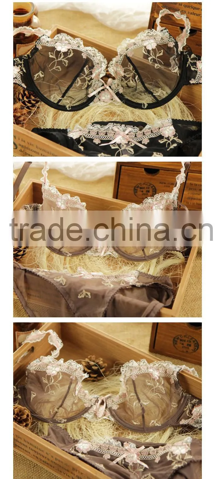 Pink Color No padding Sexy Wire Bra Set