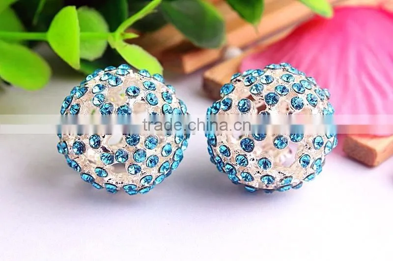 AAA Quality 20mm large fashion alloy rhinestone ball crystal bubblegum loose charm beads for DIY jewelry making!!