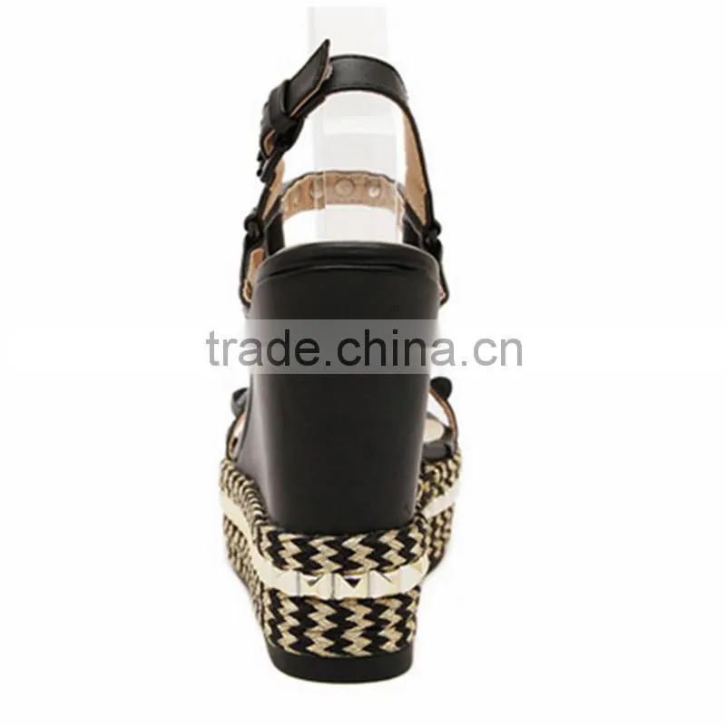 Rivets grassroots wedges safety high heel women summer shoes