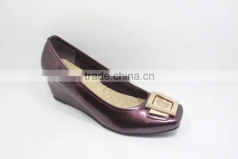 Wholesale big buckle platform wedge heel women shoes