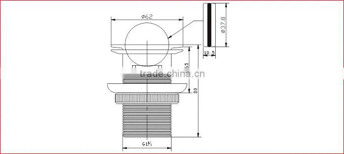 Brass Flap Drainer, without Overflow Hole, Chrome Finish