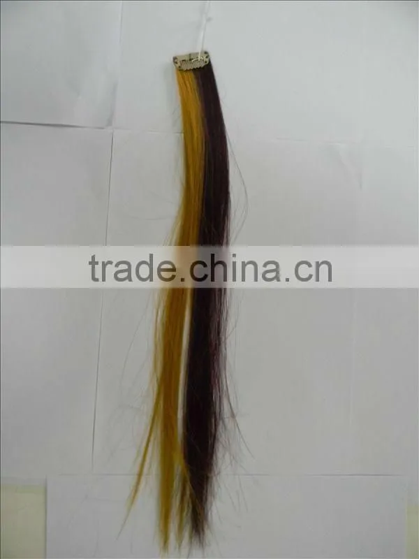 Clip in synthetic color strip hair extension