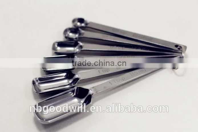 Stainless steel measuring spoon, coffee condiment spoon, multi-functional kitchen baking gadgets, 6 pieces