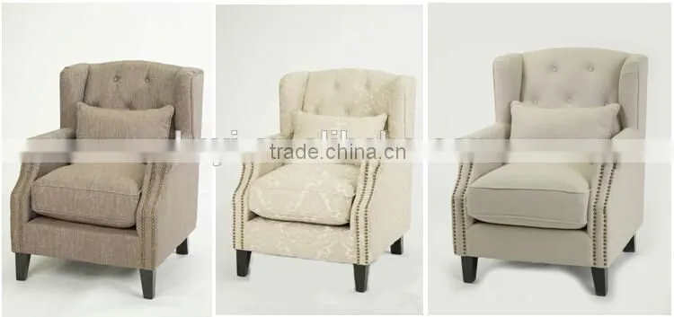 Living room use button design 1 seat wooden sofa wooden fabric sofa(KS-904-1)