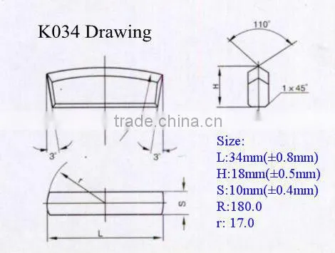 mining insert k034 suitable for integral drill rods, shining ones
