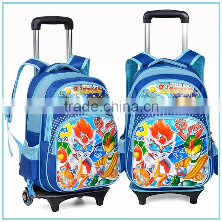 Chinese new design kids school bag with wheels for girls trolley bag for school
