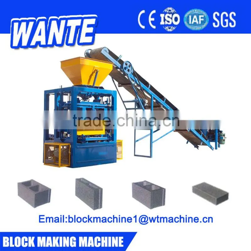 WANTE BRAND QT4-24 manual hollow block making machine for fork truck