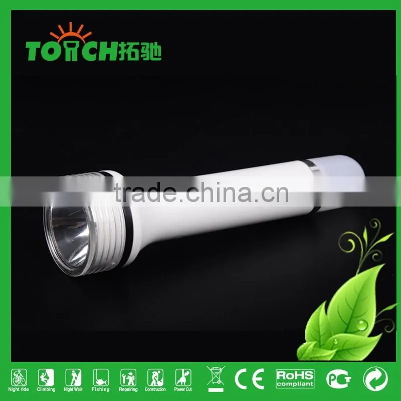 2016 New Disign Rechargeable LED Flashlight Torch Lighters with Charger Camping Light Plastic Torch Light