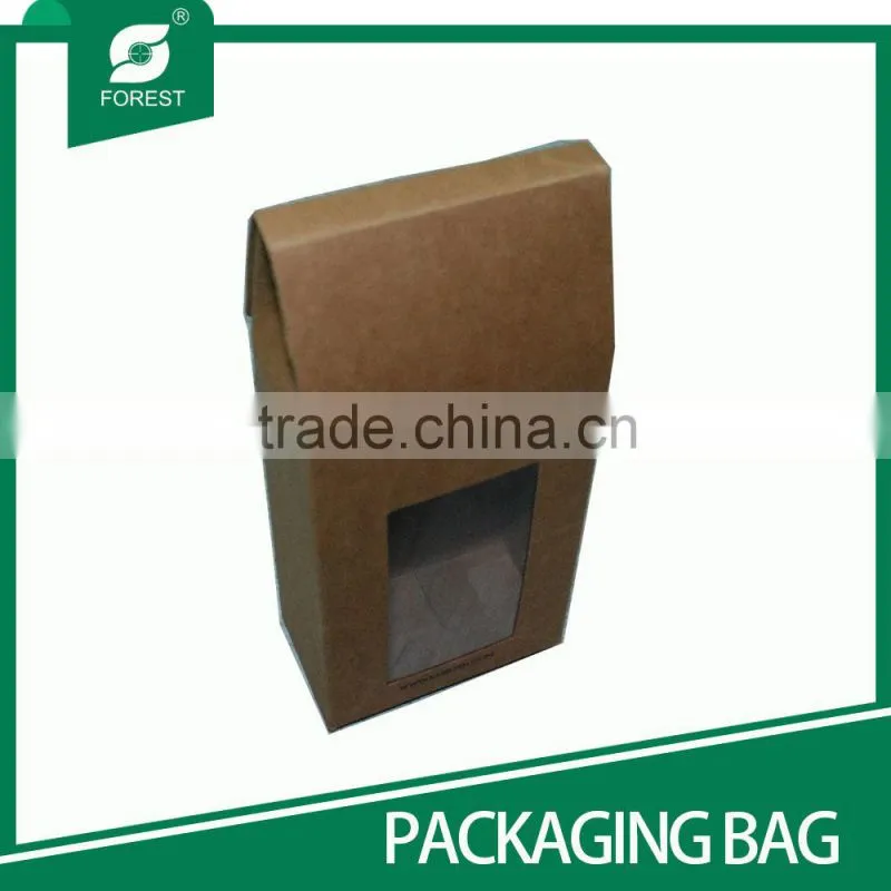 HIGH QUALITY BROWN KRAFT PAPER WINE BOTTLE PACKAGING BAGS WITH CLEAR WINDOW
