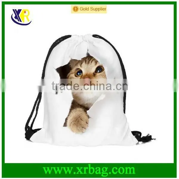 Dollar 3D Print Polyester Lady's Classic Man Gym Drawstring Bag Reusable Shopping Bags