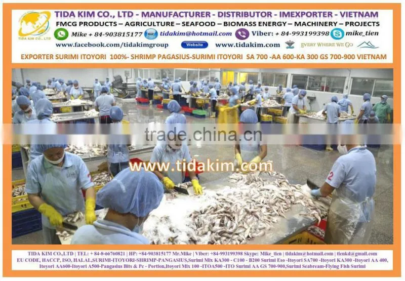 100% ITOYORI SURIMI- SHRIMP - PANGASIUS Mix KA300 AA 400 GS 600 700 TIDA KIM VIETNAM EXPORTER