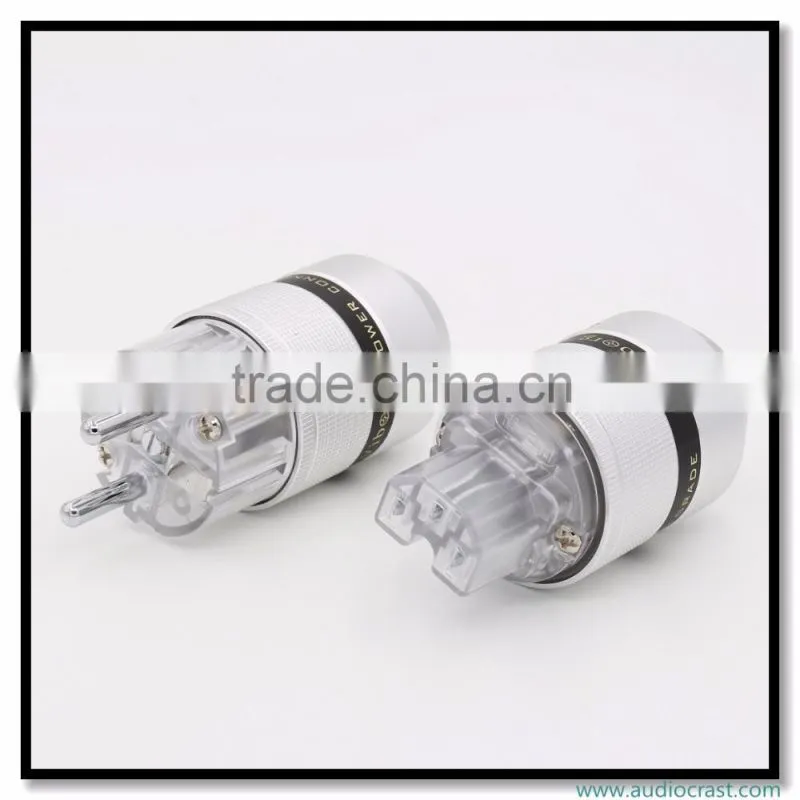 OEM/ODM Viborg Audio Aluminum Rhodium Plated Schuko Power Plug Male Connector+IEC Female Plug