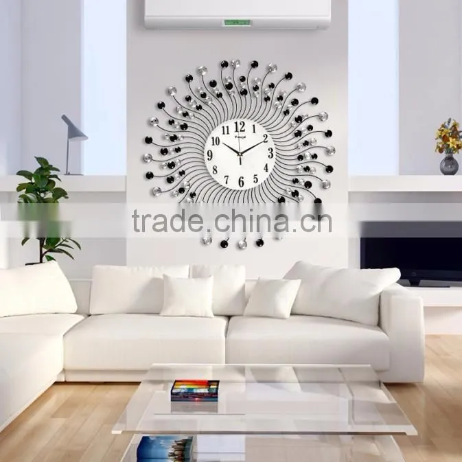 wall Mounted metal wall clock with diamonds