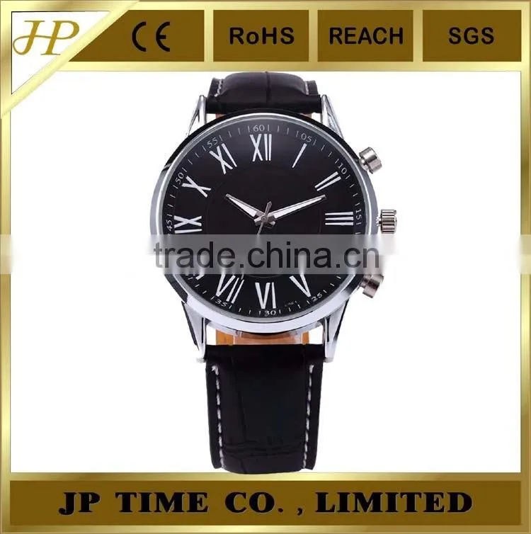 Luxury Black Roma Face Black Leather Water Men's Dress Watch roma