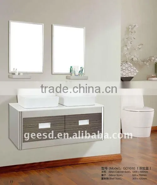 hotel stainless steel double sinks bathroom vanity GD1010