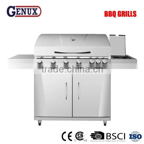 Simplified large cooking area stainless steel outdoor grill