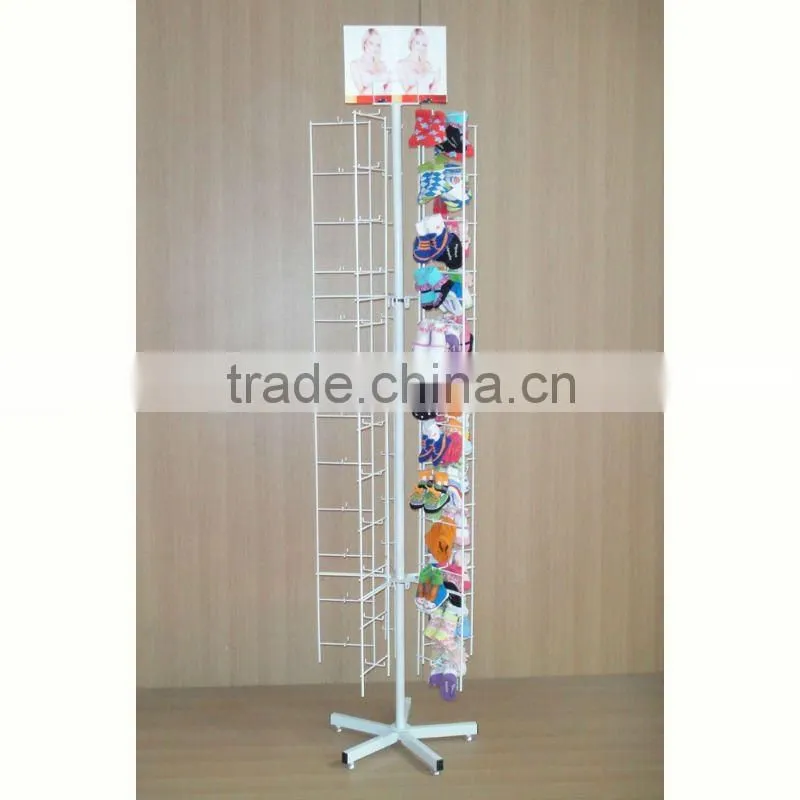 compact metal rotating floor display with small space occupying