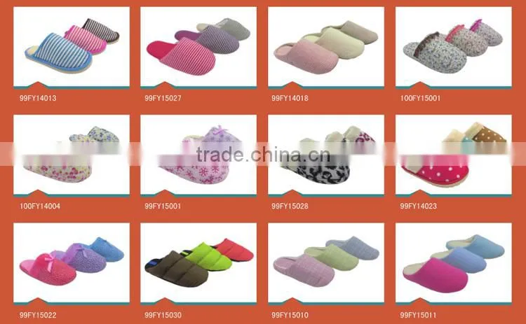 Cotton stock indoor ballerina carpet slipper,embossed logo slipper in door
