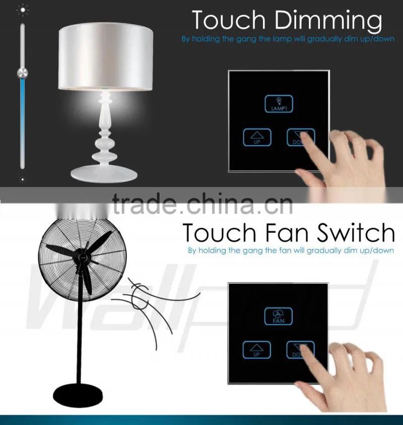 Hot Sale Wallpad White Glass LED Light Phone App Wireless 4 Gang 2/3 Way WIFI Remote and Touch Dimming Dimmer Wall Light Switch