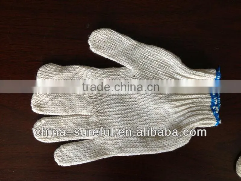 wholesale PVC glue dotted gloves, string knit pvc dot work gloves