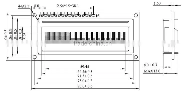 16x1 lcd display module 1601 Character LCD Display