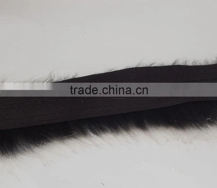 Natural Colored Fox Fur Strips / Blue Fox Trimming For Hoods And Collars