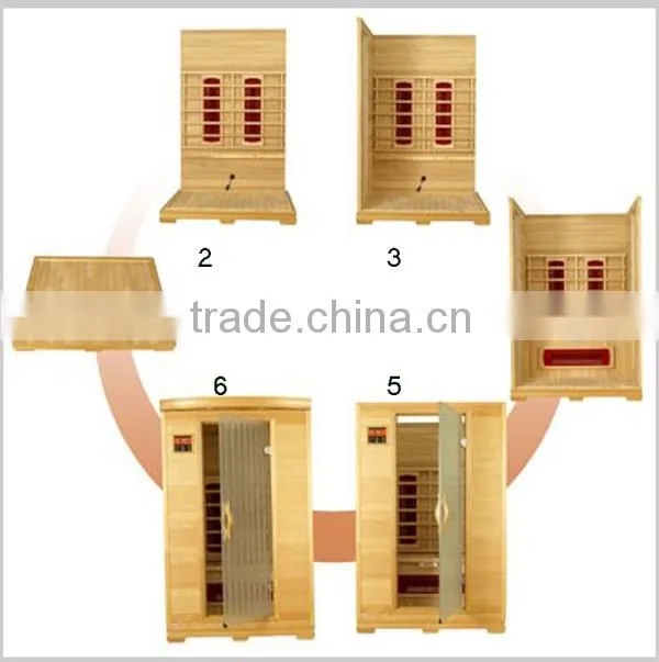 1200*1200*1900mm hemlock wood and abies canadensis material far infrared sauna room infrared sauna