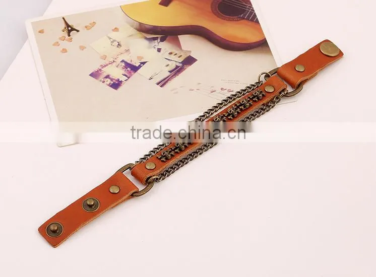 chain design making leather charm bracelet, thin leather bracelets
